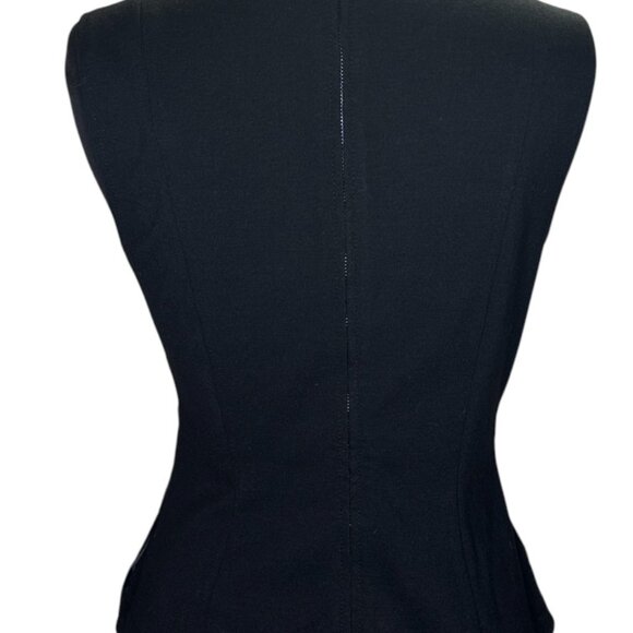 Bebe Black Leather Medium Tank PU Stripe Top ribbed - Picture 6 of 8